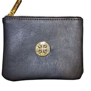 Rustic Cuff Black Faux Leather Zip-Up Coin Purse/ Wallet